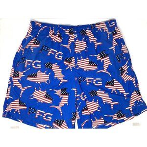 Columbia PFG Omnishade‎ Men's American Flag Fish Graphoc Swim Shorts Size Large